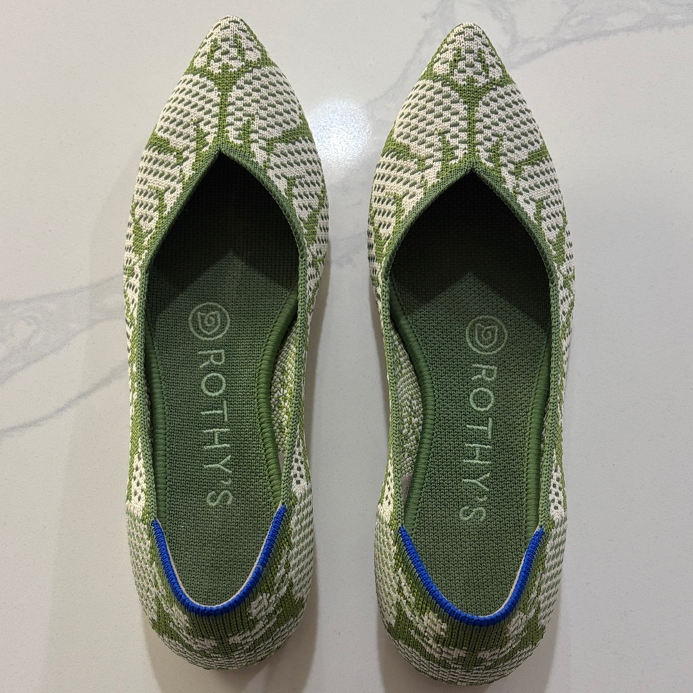 Rothy's Meadow Green Toe Point Flat